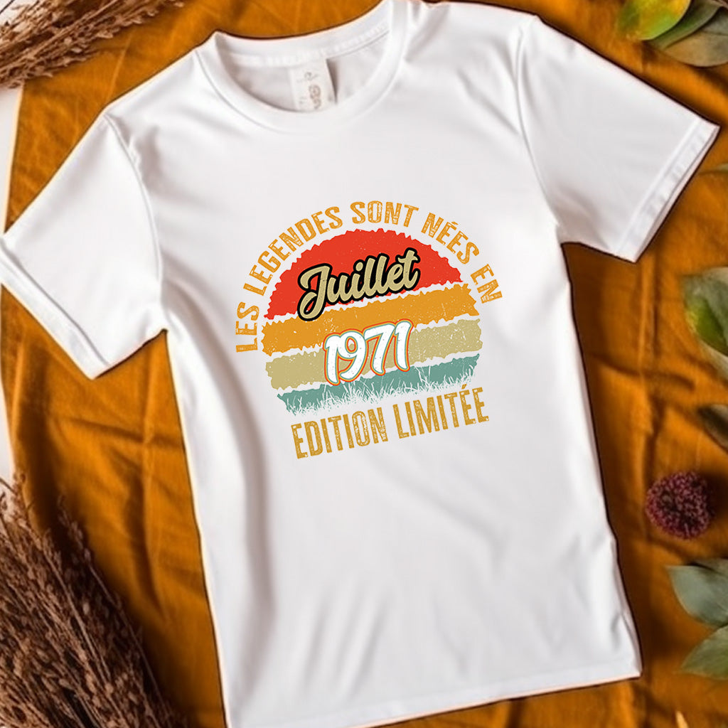T-shirt 70ème Anniversaire 2025 Personnalisé - "1955 Une Légende Est Née" Avec Prénom Au Dos - Neuf