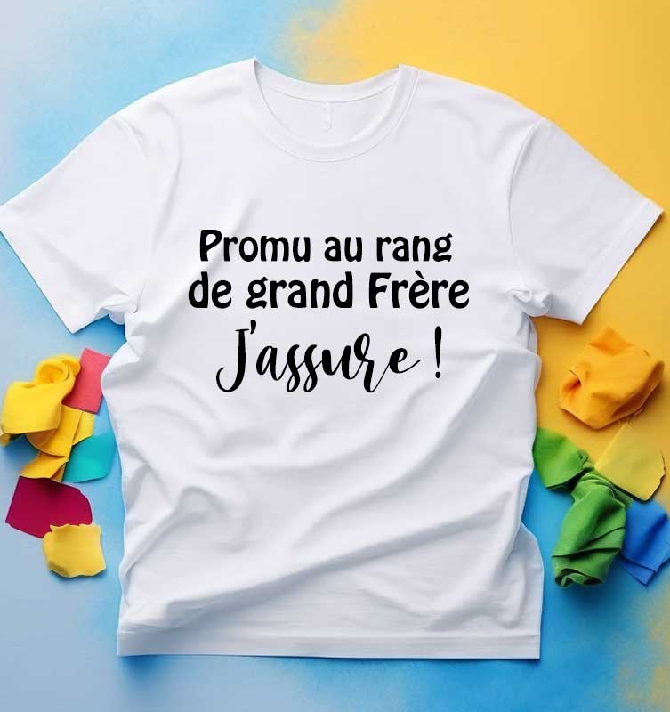 T-shirt Promu au rang de grand frère j'assure Annonce grossesse –  Myachetealy