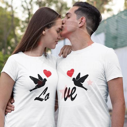 Tee-shirts couple assortis - duo t-shirts couple personnalisés