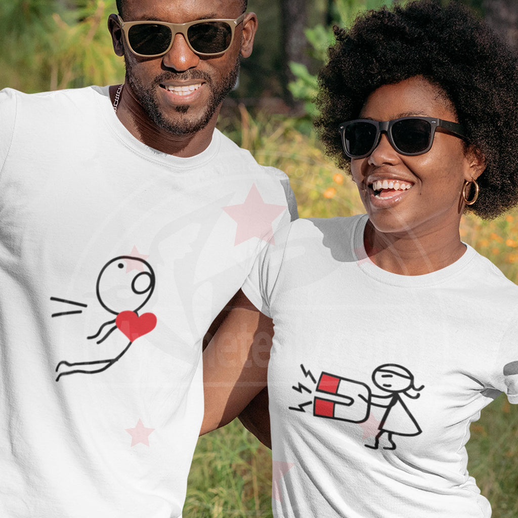 T-shirts duo couple personnage humour cœur love magnet – Myachetealy