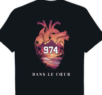T-shirt 974 Dans Le Cœur cadeau réunionnais île de la Réunion