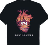 T-shirt 974 Dans Le Cœur cadeau réunionnais île de la Réunion