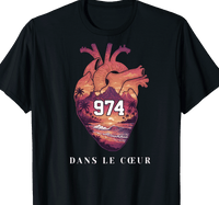 T-shirt 974 Dans Le Cœur cadeau réunionnais île de la Réunion