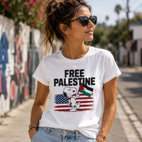 T-shirt Free Palestine unisexe blanc avec inscription imprimée en France