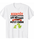 T-Shirt annonce grossesse bêtises petit frère dinosaure - Myachetealy
