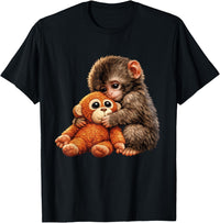 🐒 Petit Singe et Son Doudou – Design Animal Mignon