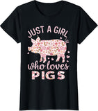 🐷 T-shirt Just a Girl Who Loves Pigs – Fille qui Aime les Cochons