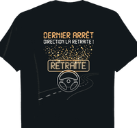 T-shirt homme noir motif retraite pour chauffeur de bus