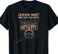 T-shirt homme noir motif retraite pour chauffeur de bus