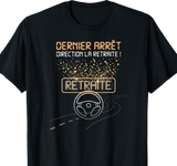 T-shirt homme noir motif retraite pour chauffeur de bus