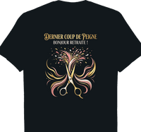 T-shirt Coiffeur cadeau retraite coupe homme noir