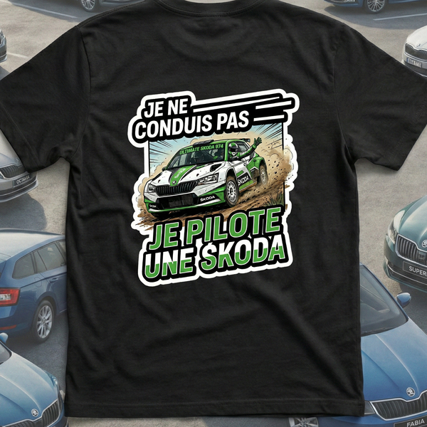 T-Shirt Je ne conduis pas — je pilote une Skoda