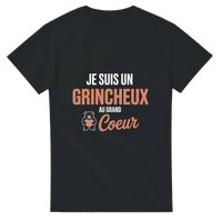 T-shirt "Je Suis Un Grincheux À Grand Cœur" – Cadeau Humour Homme, Idée Originale et Drôle