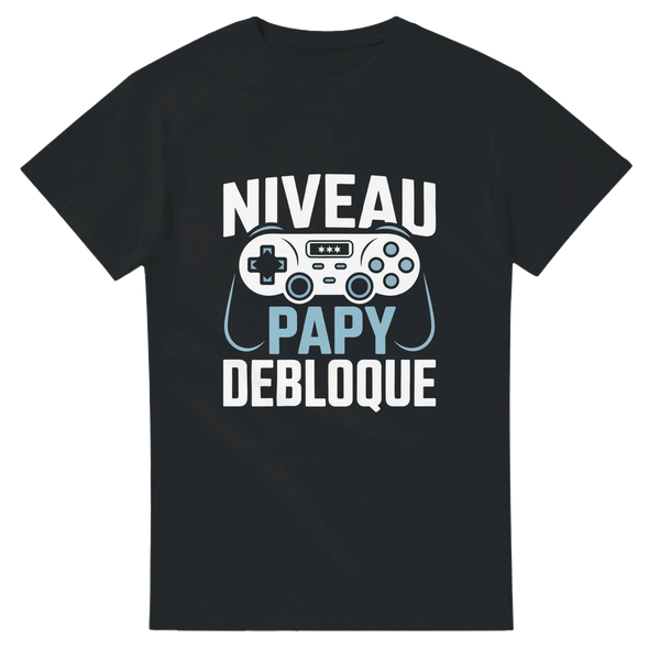 T-shirt Niveau Papy Débloqué – Cadeau Gamer pour Futur Grand-Père 🎮