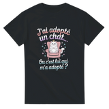 T-shirt unisexe "J’ai adopté un chat… ou c’est lui qui m’a adopté" – Pour les amoureux des félins et de l’adoption