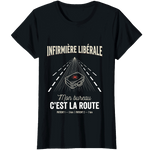 T-shirt noir infirmière libérale mon bureau c'est la route IDEL