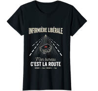 T-shirt noir infirmière libérale mon bureau c'est la route IDEL