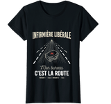 T-shirt noir infirmière libérale mon bureau c'est la route IDEL