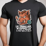 Tee shirt le sanglier m'appelle il faut que j'y aille chasseur - Myachetealy