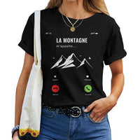 T-shirt femme noir cadeau rando drôle la montagne m'appelle exploratrice