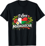 ❤️ T-shirt I Love Madagascar – Souvenir Drapeau Malgache