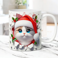 Mug Chaton de Noël 3D : Une Caresse Féline à Chaque Gorgée - Myachetealy