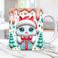 Mug Chaton de Noël 3D : Votre Compagnon Chaleureux pour un Café Félin - Myachetealy