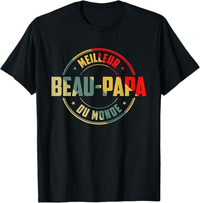 🏅 T-shirt Meilleur Beau-Papa du Monde – Badge Style Vintage Coloré