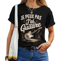 T-shirt noir Je Peux Pas J'ai Guitare humour musicien rock homme et femme