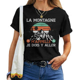 T-shirt femme noir la montagne m'appelle humour cadeau randonneuse