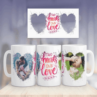 Mug Couple personnalisée 2 photo two hearts one love - Myachetealy