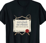 T-shirt noir humour diplômé en pêche parchemin option rentrer les mains vides – cadeau pêcheur original