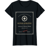 T-shirt noir infirmière super héroïne diplôme officiel - cadeau retraite
