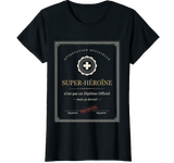 T-shirt noir infirmière super héroïne diplôme officiel - cadeau retraite