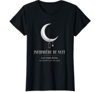 T-shirt noir infirmière de nuit vrais héros ne portent pas de cape