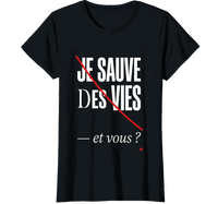 T-shirt noir infirmière je sauve des vies humour soignante