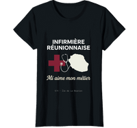 T-shirt noir infirmière réunionnaise mi aime mon métier 974 créole