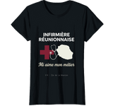T-shirt noir infirmière réunionnaise mi aime mon métier 974 créole