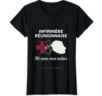 T-shirt noir infirmière réunionnaise mi aime mon métier 974 créole