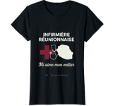 T-shirt noir infirmière réunionnaise mi aime mon métier 974 créole