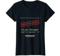 T-shirt noir infirmière urgences tension médical humour soignante