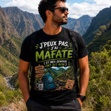 T-shirt noir homme j'peux pas j'ai Mafate et mes genoux ont dit non humour randonnée 974