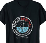 T-shirt noir humour pêcheur bredouille tampon appellation d'origine incontrôlable hameçon vide – cadeau pêche