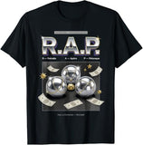 T-shirt noir homme RAP Retraite Apéro Pétanque – cadeau humour pot de départ retraité