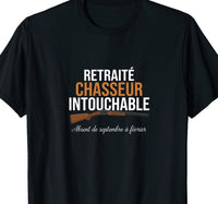 T-shirt noir humour retraité chasseur intouchable fusil cassé – cadeau pot de départ retraite chasse