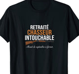 T-shirt noir humour retraité chasseur intouchable fusil cassé – cadeau pot de départ retraite chasse