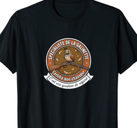 T-shirt noir humour chasse spécialiste de la galinette badge caille sur fusil cassé – cadeau chasseur