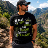 T-shirt noir homme le trail à la Réunion des marches des marches et encore des marches