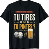 T-shirt noir homme Tu Tires ou Tu Pointes – réplique culte pétanque cadeau bouliste