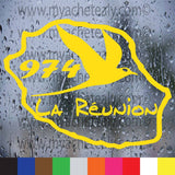 Stickers autocollant adhésif 974 carte île de la Réunion paille en queue - Myachetealy